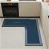 Hixingo Tappeto Cucina in Diatomite, Passatoia Antiscivolo Lavabile, Forma a L, Runner da Bagno e Doccia (100x45cm, Blu)