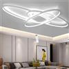 LIUYU Plafoniera LED Soffitto Moderna Dimmerabile a 3 Ovali Nero 95x65cm 75W 6700LM, Lampadario Soggiorno LED per Camera da Letto Cucina