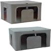 PraTiKo Life Scatola per Armadio, 2Pz Organizzatore Armadio Struttura in Metallo Pieghevole, Scatole per Vestiti Impilabili per Coperte, Biancheria da Letto, Giocattoli (2pz 50x40x22cm Grigio e Beige)
