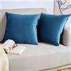 Blumtal Set di 2 Federe Cuscini Divano 50x50 cm in Velluto, con Chiusura Lampo Invisibile, Eleganti Copricuscini Divano in Morbido Velluto,Taglia 50 x 50, Blu Scuro