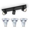 Philips Runner Lampada faretti da soffitto (Nero) - Luce bianca calda - Faretto da soffitto 3 punti luce - GU10 - Non dimmerabile
