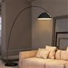 KlkrzJwy Lampada da terra ad arco per soggiorno, lampada da terra regolabile in altezza, lampada da terra in metallo nero lucidato, lampada da lettura alta e moderna con base in marmo