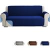 VIRSUS Copridivano Trapuntato con Braccioli a 3 Posti Double Face 590, Seduta 170 cm, Tessuto Antiscivolo e Antigraffio, Salvadivano Protezione per Cani e Gatti, Made in Italy (Blu-Azzurro)