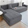 AYUOEODM Copridivano Impermeabile Copertura Divano Angolare 3 2 4 Posti Con Penisola, Elasticizzato Salvadivano Chaise Longue Forma Di L Antiscivolo Per Cane Gatto Antigraffio(Dark gray,145cm-185cm)