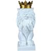 Zyqixluk Statua di Leone della Corona - Scultura di Leone per Casa e Studio, Decorazione Astratta, Sculture Geometriche, Figurine Animali di Resina, Bianco, 13*19*36