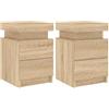 vidaXL Comodini con Luci LED 2pz Rovere Sonoma 35x39x55 cm