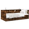 Festnight Struttura Letto con Cassetti, Divano Letto con Cassetti，Letto Contenitore, Letto Singolo, Divano Letto Singolo in Legno Multistrato Rovere Fumo 90x190 cm
