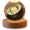 TENET Sfera di Cristallo 3D con Base in Legno, Lampada LED da Notte, Decorativa Illuminazione d'Atmosfera (PIANETA SATURNO E SATELLITI)