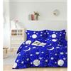 CDV Casa di Venere CDV Set di Biancheria da Letto 3 Pezzi con Stampa, Microfibra Set Copripiumino per Letto Matrimoniale con Zip, Lenzuolo con Angoli e 1 Federa, Set Copripiumini e Federe (Singolo, Luna)