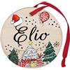 Corredino Neonato Pallina di Natale Personalizzata con Nome Elio, Decorazione Natalizia in legno 100% Italiana, cerchietto albero natale da 8 cm (legno, Elio)