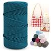 LEREATI Cordino per Borse Uncinetto, Corda Macrame 4mm x 150m Filo Macrame Corda in Poliestere, Fettuccia per Borse a Uncinetto Arazzo da Parete Maglieria Decorazioni Fai da Te (Blu Lago Scuro)