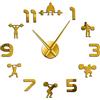VCS Sollevamento Pesi Sala fitness Decorazione della parete Orologio da parete gigante fai da te Effetto specchio Powerlifting Orologio da parete grande senza cornice PALESTRA Orologio da parete-120CM