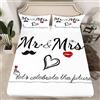 Loussiesd Lenzuolo con Angoli Mr Mrs per Coppie Sposa e Sposo Set Biancheria da Letto Matrimonio Nero Bianco Citazioni Divertenti Creative Set Lenzuola Moderno Regalo San Valentino Copriletto Senza