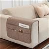 FANSU 2 Pezzi Copribraccioli Fodera per Bracciolo del Divano, Organizer per Divano y Sedia Reclinabile, Fodera per Poltrona con Tasche, Copripoltrona Relax (Kaki)