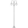 vidaXL Lampione da Giardino E27 220 cm in Alluminio 3 Lampade Bianco