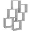 vidaXL Mensola Parete Cubo Grigio Cemento 78x15x93cm Legno Multistrato