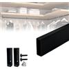 Evotrade - Tubo Appendiabiti Rettangolare in Ferro L.1950 mm con Reggitubi Laterali, Design Moderno e Made in Italy, Alta Resistenza, Per Armadio e Guardaroba (1 Tubo Nero + 2 Reggitubi Neri)