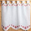 Gaidra Tendina A Vetro in Stile Tirolese su Misura, Ricamo Fantasia Cuori-CINI con Botton-cini- 5681, Colore Rosso, 48 larg. x 60 Alt. cm