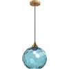 Tropibed Lampadario in Vetro Moderno a Sfera, Plafoniere in Vetro con Base in Ottone Oro Singolo Lampadario da Soffitto per Sala da Pranzo, Cucina e Soggiorno Altezza Regolabile (Blu)