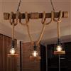 Ksovv Luci per navi nautiche Lampada a corda Lampada industriale a gabbia per uccelli Lampada a sospensione a 3 luci Lanterna con struttura a gabbia in corda, Decorazione in legno Lampadario vintage Lampada