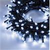 damastoreitalia Catena luminosa natalizia a led da interno e da esterno luci per albero di natale IP44 25 metri 500 led (500 led - cavo verde - luce fredda)