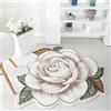 Morbuy Tappeto Soggiorno Soffice Morbido Tappeto a Forma di Fiore Antiscivolo Lavabile Tappeti Rotondo Moderni Interno Decorativo per Sedia Girevole Salotto Camera da Letto (120cm,Camelia)