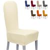 BANZAII TEXTILE INNOVATOR ONLINE Banzaii Vestisedia Universale con Schienale Tondo 4 Pezzi per Sedie da Ufficio, Cucina, Sala da Pranzo, Camera, Hotel o Ristorante in Tessuto Super Elasticizzato, Made in Italy Panna