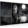 Runa Art Africa Leone Quadri Soggiorno Grande Bianco E Nero Savana 120 x 80 cm 3 Pezzi Decorazione Murale 022931c