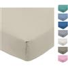 Tata Home Lenzuolo Sotto Flanella Matrimoniale con Angoli ed Elastici 100% Caldo Cotone Misura cm 180x200 Altezza Materasso cm 24 Tinta Unita BEIGE