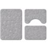 Corredocasa Set 3 Pezzi Tappetini da Bagno Antiscivolo in Memory Foam Morbidi e Assorbenti con Disegno Cuori - Tappeto Grande 2 Contorno WC - Vari Colori Eleganti per Arredo Bagno (Grigio)