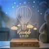 Pixel Artigiani Digitali PIXEL® Lampada personalizzata con nome incisa 3d Luce notturna bambino bambina bambini neonato Idea regalo nascita bimbo bimba battesimo Regalo Natale neonati Personalizzato cameretta (Mongolfiera)