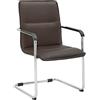 CLP Sedia a sbalzo con braccioli Seattle, sedia moderna imbottita in similpelle, struttura effetto cromo, Colore:marrone