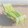INTRECCI Telo Mare Lettino Verde Acido in Cotone + Poliestere con Tasche ed Elastici, Ultra assorbente Lettino Spiaggia con Cuscino