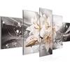 Runa Art Fiori Gigli Quadro Tela Non Tessuta 5 Pezzi Astratto Grigio Beige Camera Da Letto Soggiorno 020153c