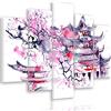 Feeby Frames Feeby Quadro Su Tela Ciliegio Giapponese 5 Pezzi Tipo A 100x70 cm Stampa Murale Fotografia Decorazione da parete Immagini Moderni per Soggiorno Camera da Letto Ufficio Cucina Astratto Viola