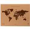 Miss Wood Map L, Mappa del mondo di Sughero, 45 x 60 cm, Naturale/Marrone