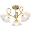Generic Moderno Lampadario a Sospensione Luce Pendente Lampada a Sospensione A 3 Luci in Ottone con Fiore di Loto Oro E Vetro Trasparente Rustica Vintage per Camera da Letto Cucina Bagno Ingresso Foyer