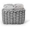 Daunex - Set 4 Lavette 30x30 - Mini Asciugamano Ospite in Spugna di Cotone - Confezionato in splendida Confezione in Tessuto Intrecciato - Grigio
