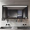 SIRHONA Specchio bagno 120 x 60 cm con bordo di stoccaggio, specchio anti-appannamento con illuminazione, dimmerabile e 3 colori regolabili, scatola di trucco, piccolo supporto, memoria, CRI>90