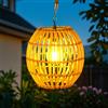 Nexoria Lampada Solare in Rattan con LED a Sospensione per Esterno, Giardino, Terrazza e Balcone (C)