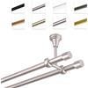 MDEKOR Bastone Per Tende 180 cm, Doppio, Cromo Opaco, Montato A Soffitto