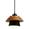 YOXANG Lampadario Legno Massiccio Creatività Forma a Fungo Illuminazione a Sospensione Soffitto Ristorante Bar Arte LED Comodino Luci Sospese H12 X D20CM E27 Portalampada (Nero, Fungo)