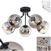 HOFSTEIN Plafoniera Koyoto Lampada da soffitto in metallo/vetro nero/fumo/trasparente, design retrò/vintage con ombrelli in vetro (Ø 15 cm), 5 x E14, senza lampadina