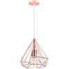 iDEGU Lampadario a sospensione vintage a forma di diamante, in metallo, lampada a sospensione per camera da letto, soggiorno, ristorante, diametro 25 cm (oro rosa)