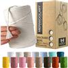 MeriWoolArt Corda Macramè Colore Naturale 3mm 200m - Fil di Cotone Colorato - Spago Macrame di Corda Singola - Filato Morbido Macramè Cotone Riciclato Oeko-Tex - Macramè Arredamento per Casa Boho