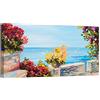 canvashop Quadri Mare 120x60 cm Effetto Dipinto Golfo panorama stile marittimo Tema Floreale Stampe Su Tela Canvas Quadro Moderno Soggiorno Camera da Letto