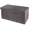 Baroni Home Cassapanca Pieghevole, Contenitore Portaoggetti, Pouf Poggiapiedi Velluto Grigio 76x38x38 cm