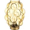 Baroni Home Lampada in Vetro da Tavolo a Batteria, Lampada da Comodino e da Soggiorno, Lampada da Scrivania Design Moderno, 15x15x20 cm, Bubble Giallo