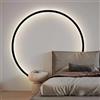 AstrizLamp Applique da Parete Interno LED, 100cm Nero Minimalista Cerchio Lampada da Muro per Soggiorno Dimmerabile USB Plug In Anello Luce Parete Illuminazione Indiretta, per Ufficio, Camera da Letto
