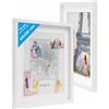 PHOTOLINI 3D cornici 40x50 cm bianco, cornice profonda con vetro e passe-partout, set di 2 cornici per oggetti fino a 1,5 cm di profondità, legno MDF - perfetta per il fai da te e come regalo